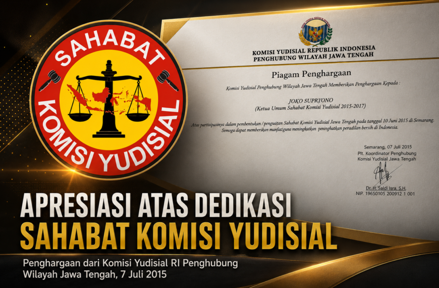 Joko Sutrisno Terima Penghargaan Komisi Yudisial, Dorong Penguatan&hellip;